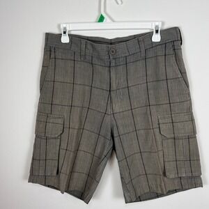 Roadster Originals Mens Grey Glen Plaid Cotton Cargo Shorts Size 30